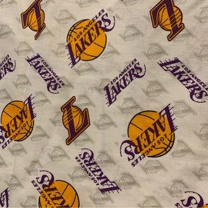 Los Angeles Lakers Cotton Fabric 1 Yard NBA LA Basketball White Purple Gold